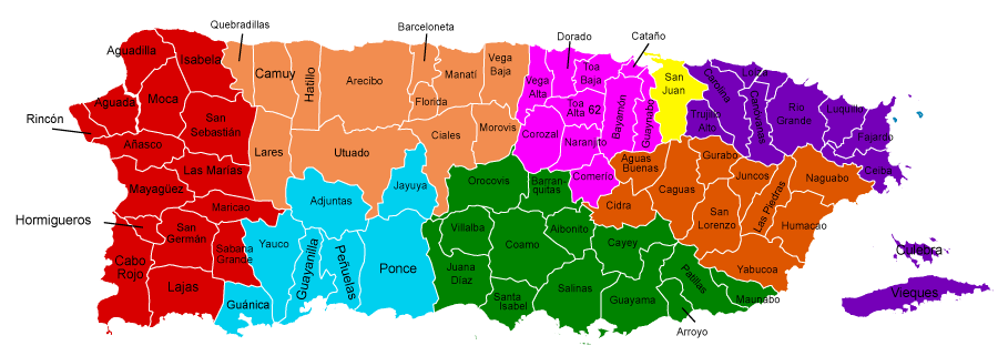 mapa puerto rico regiones